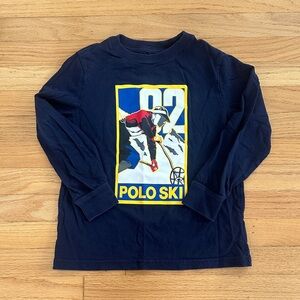 Polo by Ralph Lauren Kids Long Sleeve Shirt - Navy with Ski Graphic